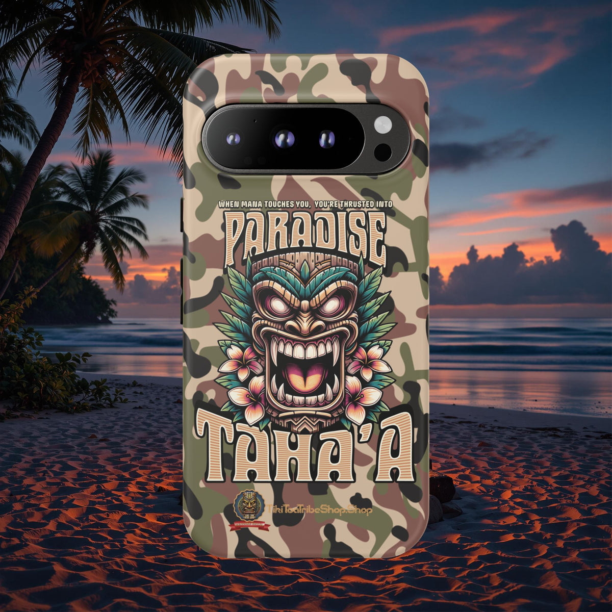 Tahaa – Coque Antichoc Premium « Tiki Féroce » | Design Tribal & Protection Maximale