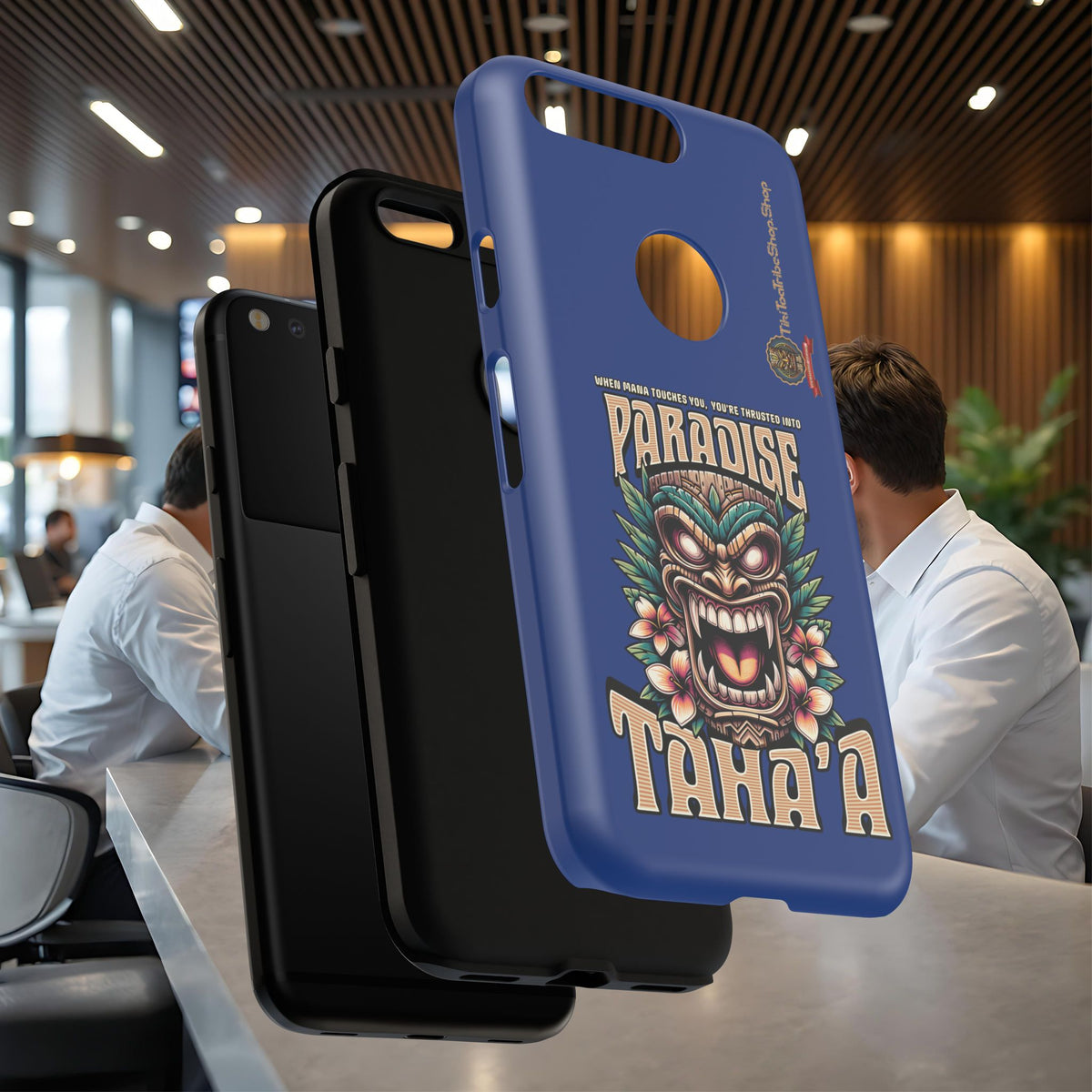 Tahaa – Coque Antichoc Premium « Tiki Féroce » | Design Tribal & Protection Maximale