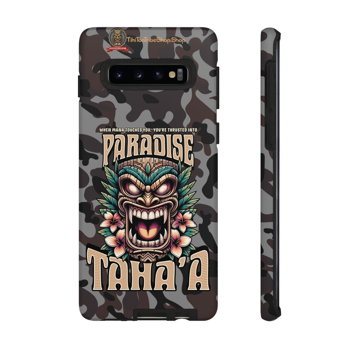 Tahaa – Coque Antichoc Premium « Tiki Féroce » | Design Tribal & Protection Maximale