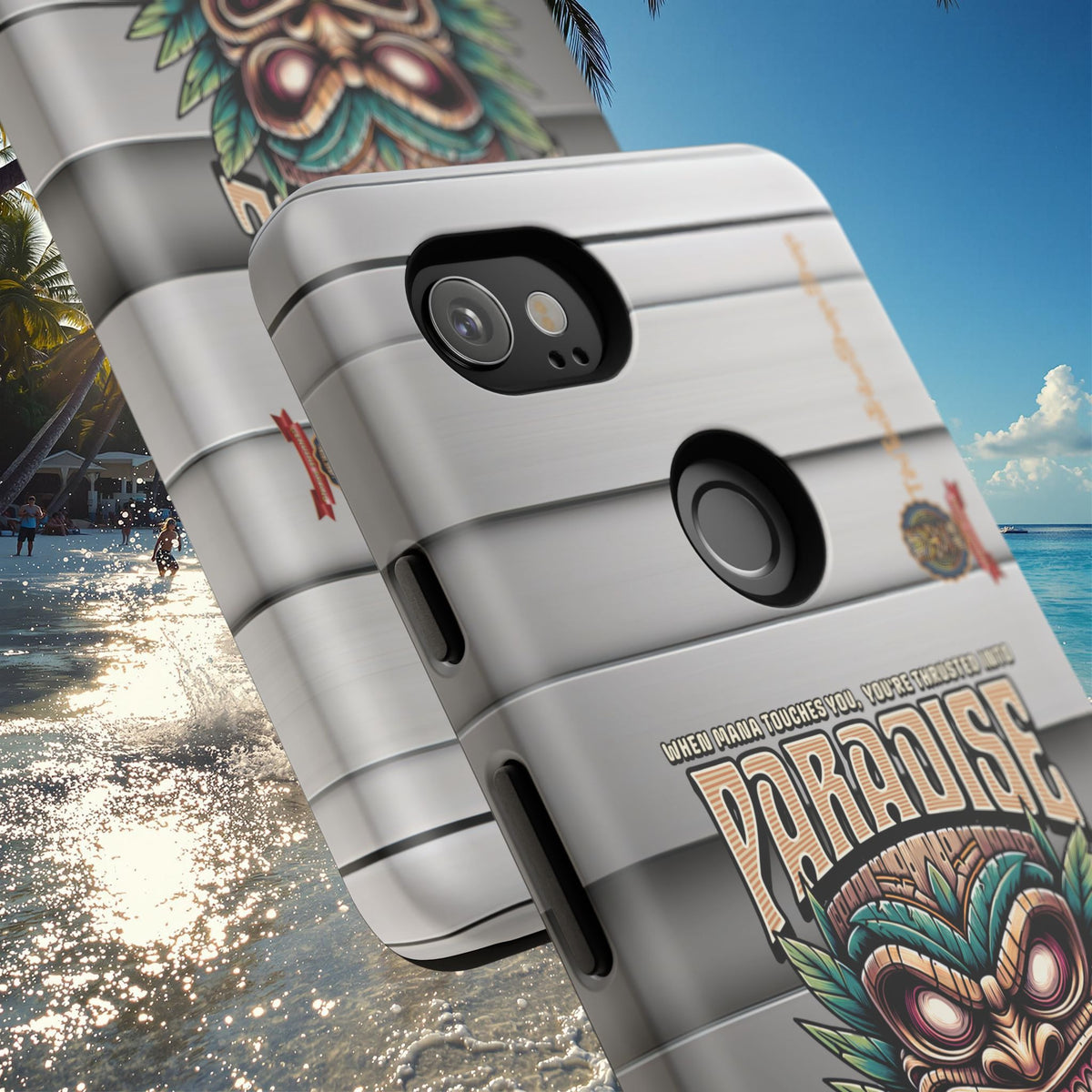 Tahaa – Coque Antichoc Premium « Tiki Féroce » | Design Tribal & Protection Maximale