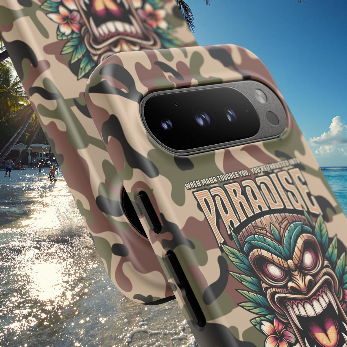 Tahaa – Coque Antichoc Premium « Tiki Féroce » | Design Tribal & Protection Maximale