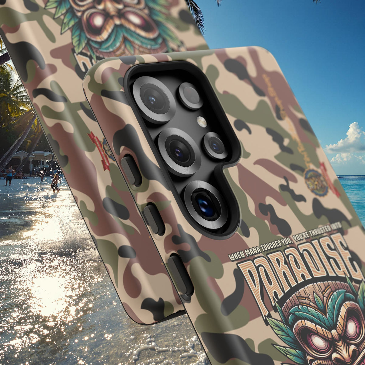 Tahaa – Coque Antichoc Premium « Tiki Féroce » | Design Tribal & Protection Maximale