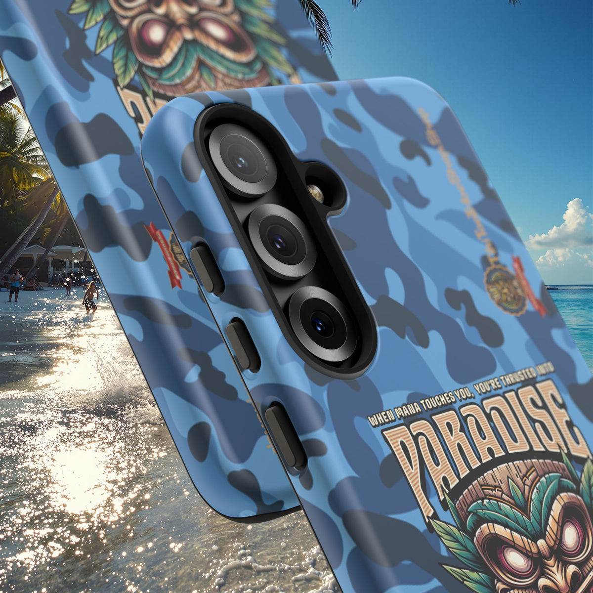 Tahaa – Coque Antichoc Premium « Tiki Féroce » | Design Tribal & Protection Maximale