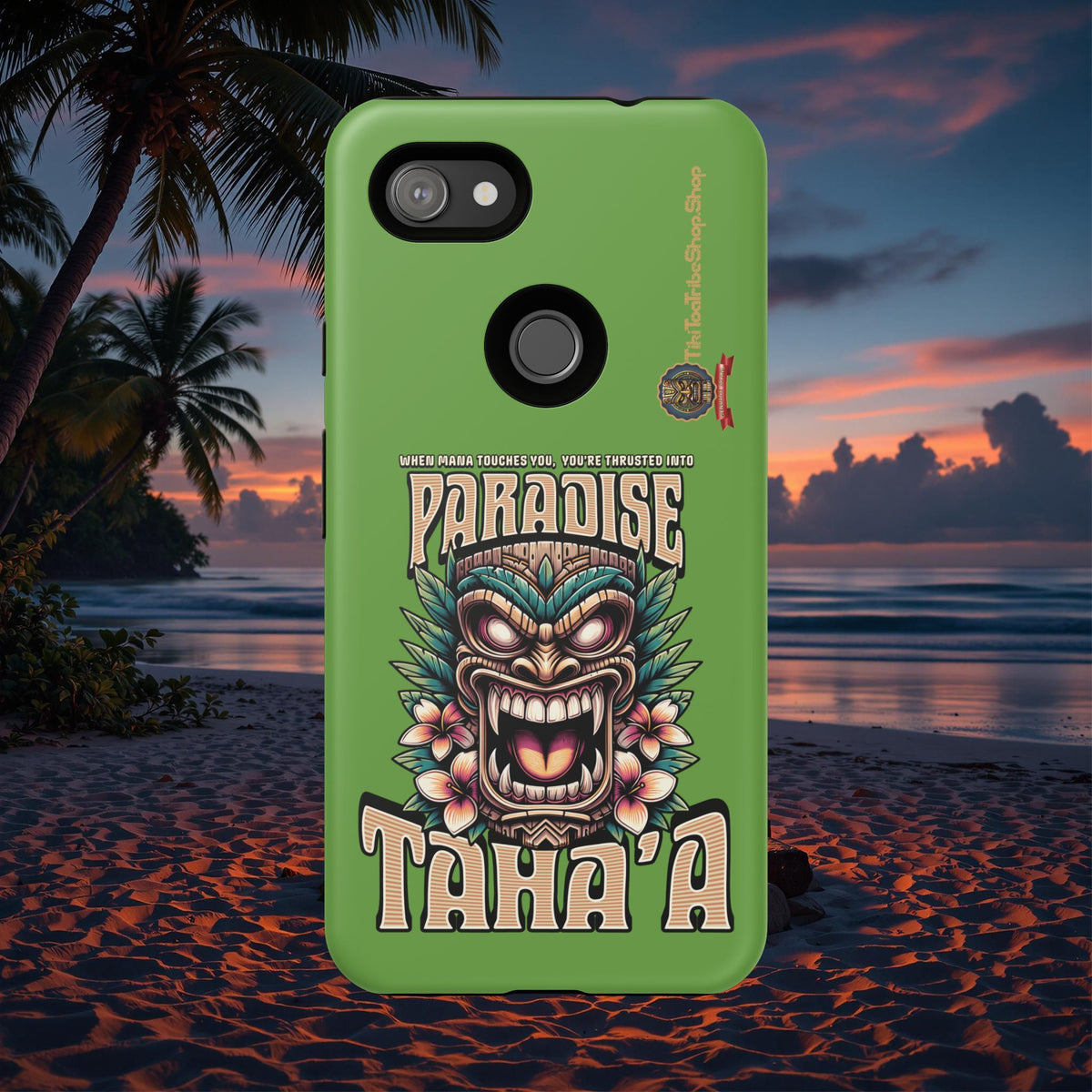 Tahaa – Coque Antichoc Premium « Tiki Féroce » | Design Tribal & Protection Maximale