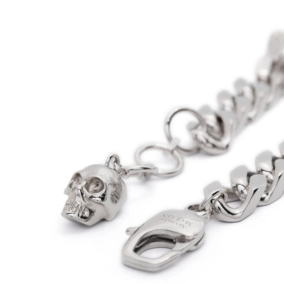 ALEXANDER MCQUEEN: Gunmetal Tone Skull Chain Bracelet - Bold Design &amp; Lobster Clasp Closure - For Men