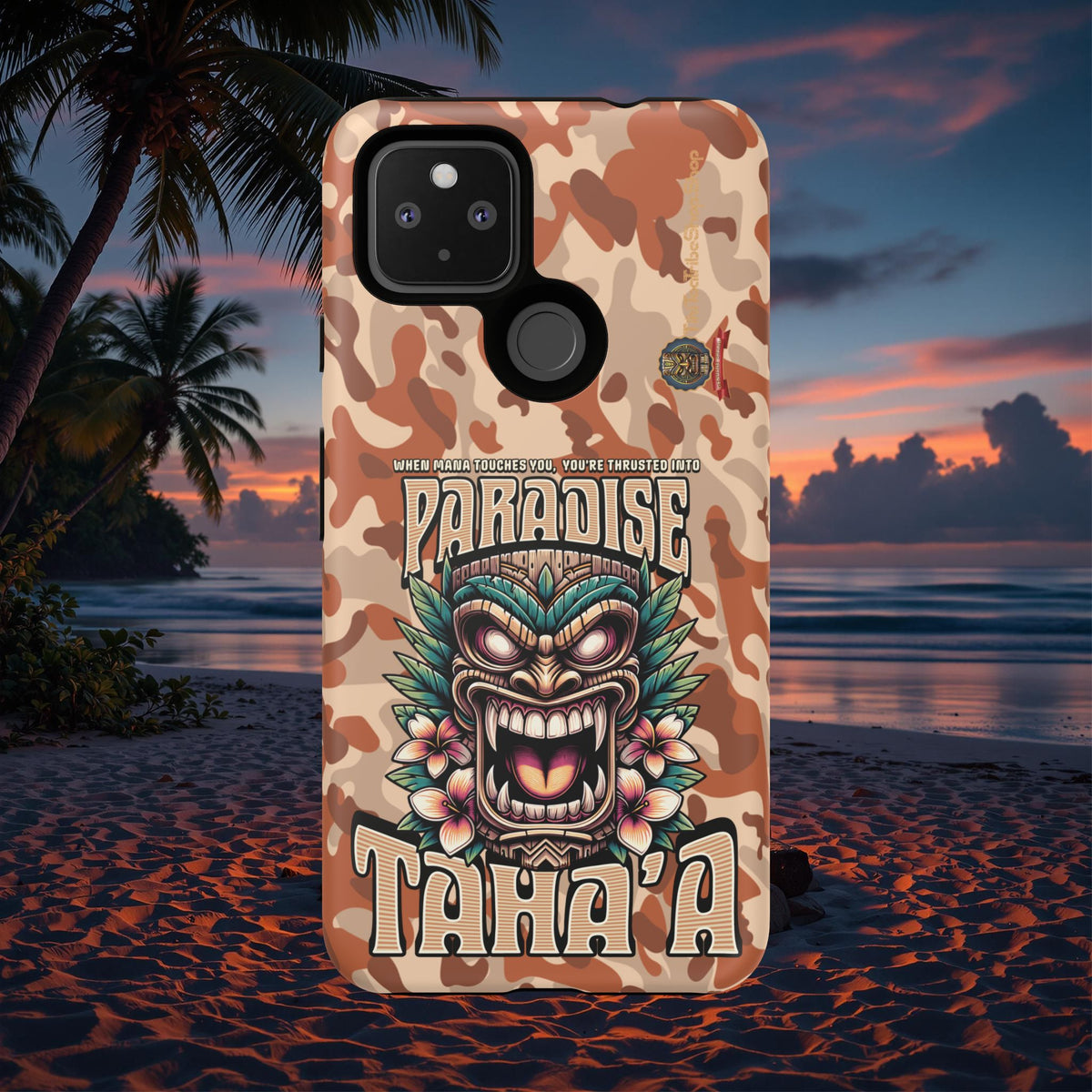 Tahaa – Coque Antichoc Premium « Tiki Féroce » | Design Tribal & Protection Maximale