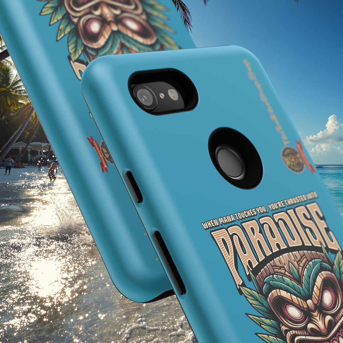 Tahaa – Coque Antichoc Premium « Tiki Féroce » | Design Tribal & Protection Maximale