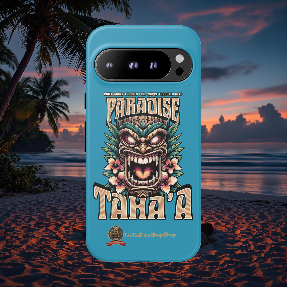 Tahaa – Coque Antichoc Premium « Tiki Féroce » | Design Tribal & Protection Maximale