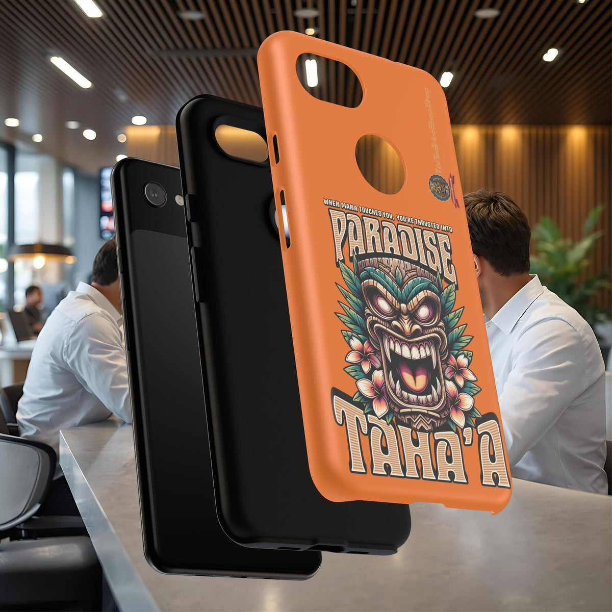 Tahaa – Coque Antichoc Premium « Tiki Féroce » | Design Tribal & Protection Maximale