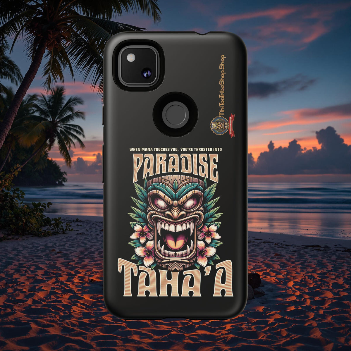 Tahaa – Coque Antichoc Premium « Tiki Féroce » | Design Tribal & Protection Maximale