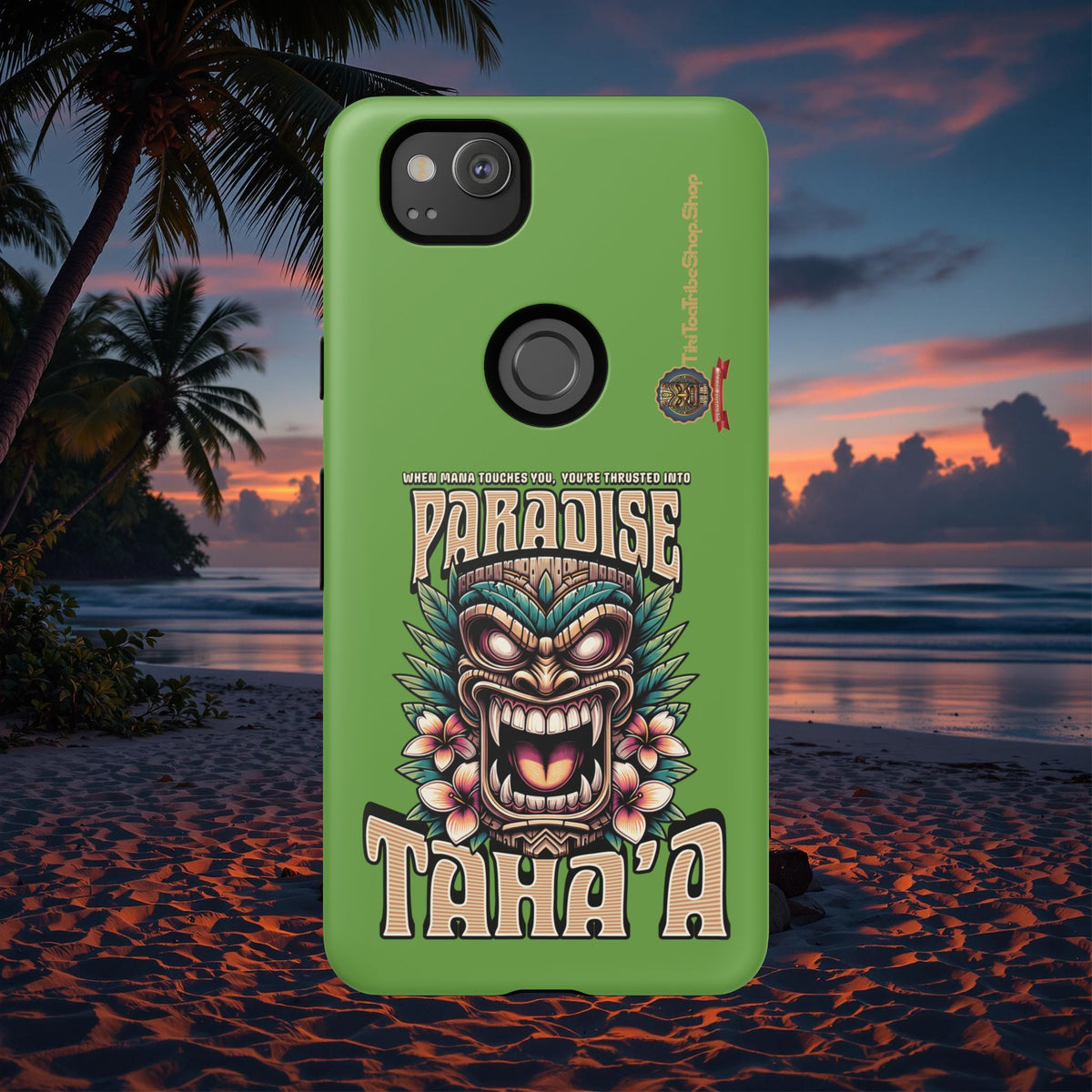Tahaa – Coque Antichoc Premium « Tiki Féroce » | Design Tribal & Protection Maximale