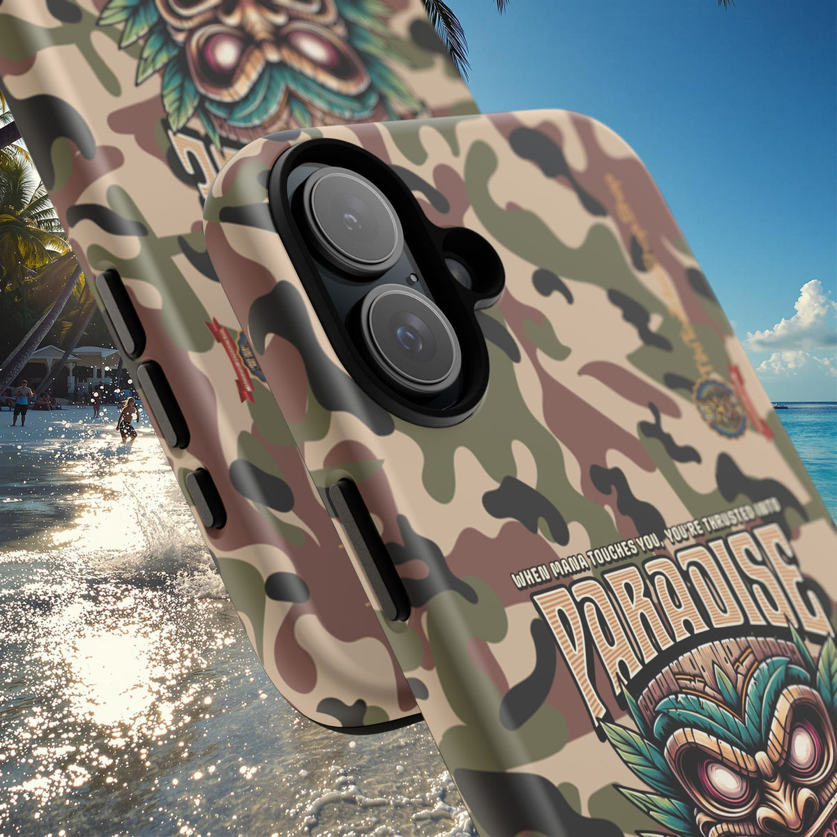 Tahaa – Coque Antichoc Premium « Tiki Féroce » | Design Tribal & Protection Maximale