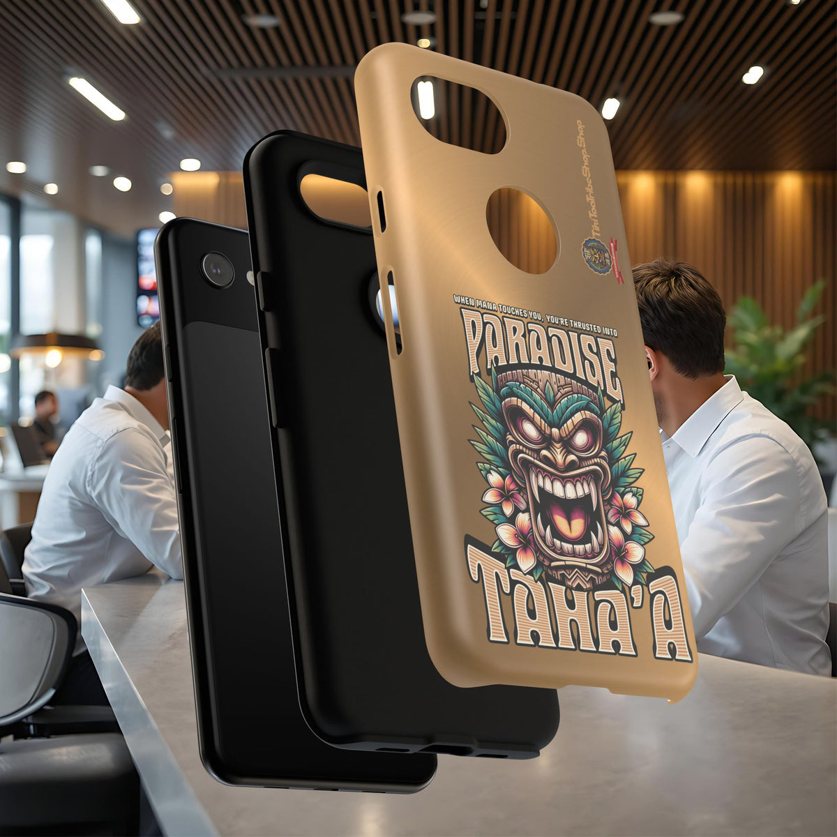 Tahaa – Coque Antichoc Premium « Tiki Féroce » | Design Tribal & Protection Maximale