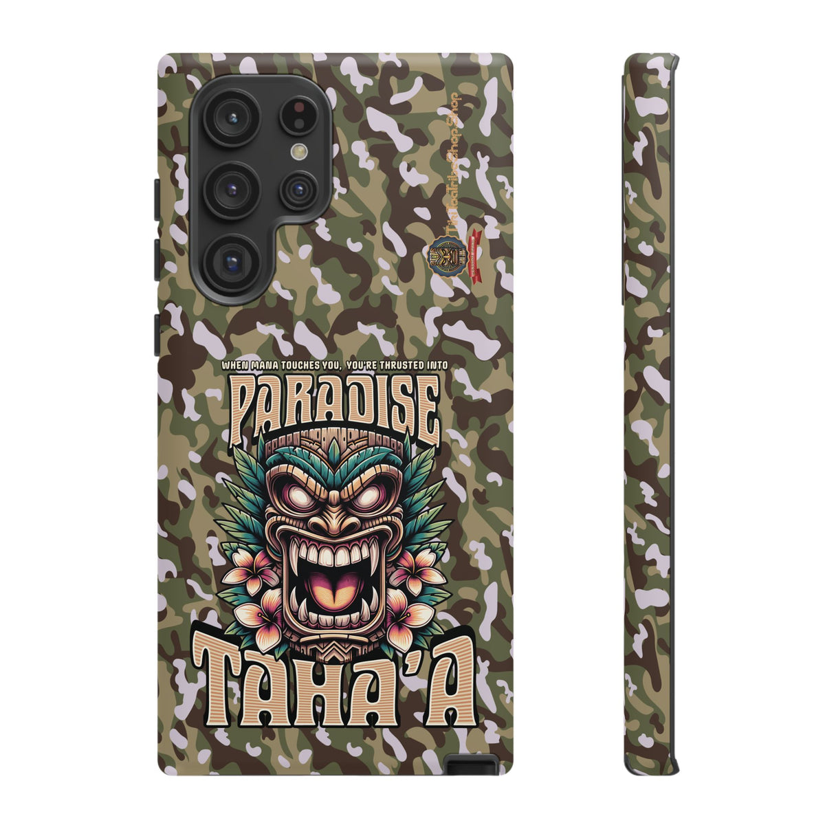 Tahaa – Coque Antichoc Premium « Tiki Féroce » | Design Tribal & Protection Maximale