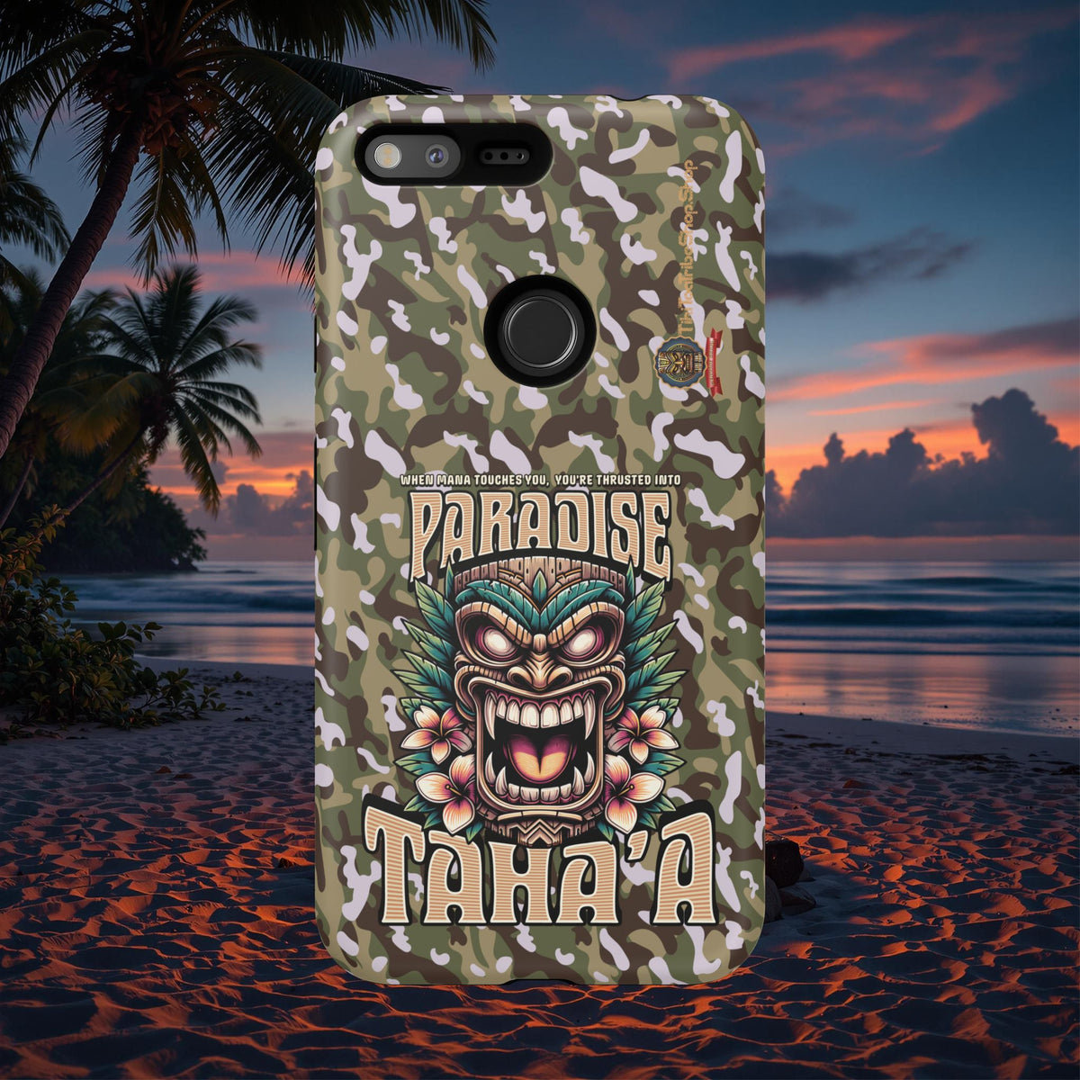 Tahaa – Coque Antichoc Premium « Tiki Féroce » | Design Tribal & Protection Maximale
