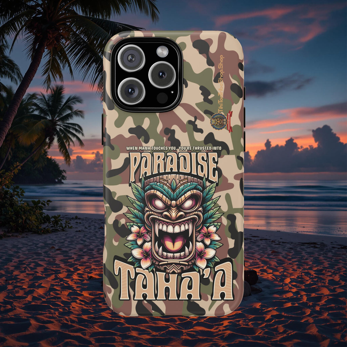 Tahaa – Coque Antichoc Premium « Tiki Féroce » | Design Tribal & Protection Maximale