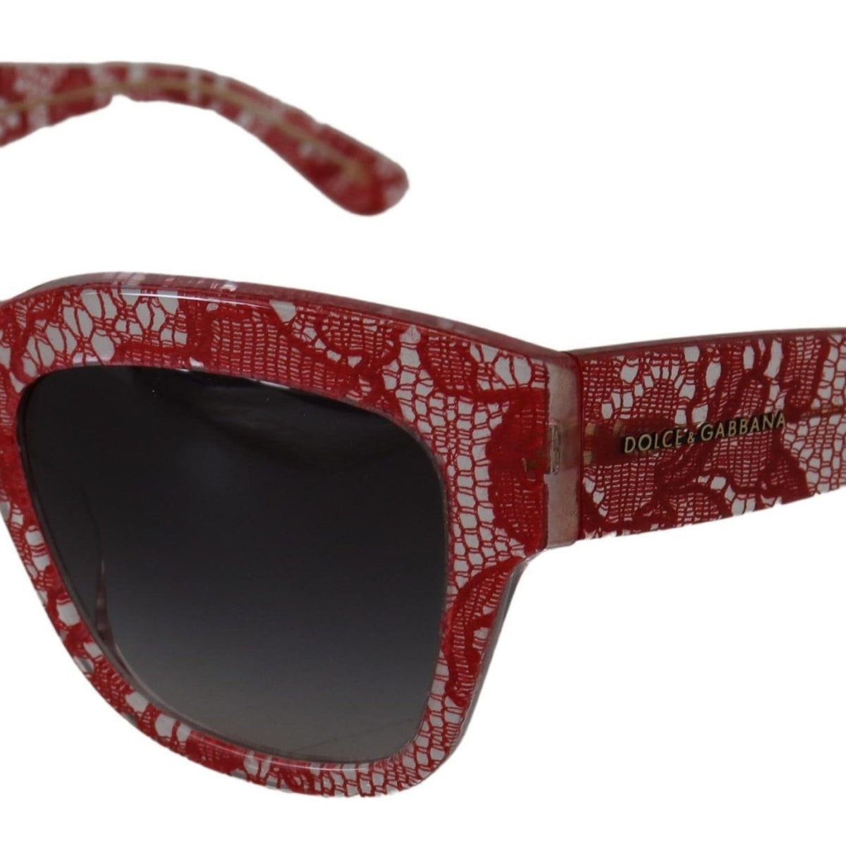 DOLCE & GABBANA, Lunettes de Soleil en Dentelle Sicilienne Rouge