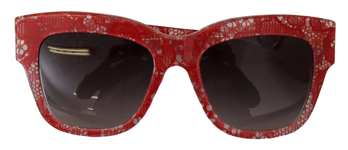 DOLCE & GABBANA, Lunettes de Soleil en Dentelle Sicilienne Rouge