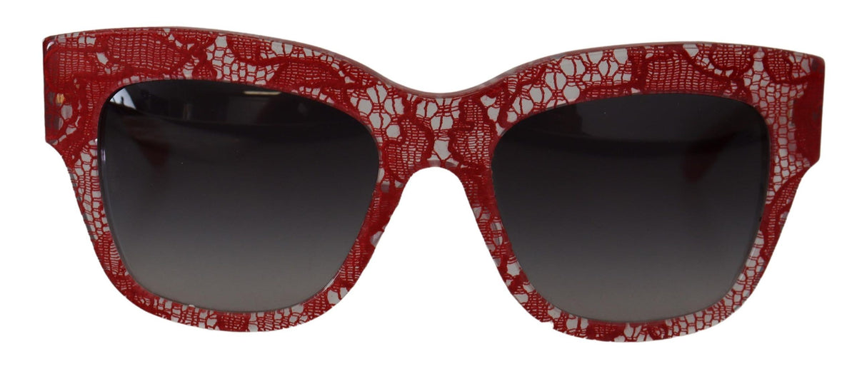 DOLCE & GABBANA, Lunettes de Soleil en Dentelle Sicilienne Rouge