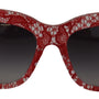 DOLCE & GABBANA, Lunettes de Soleil en Dentelle Sicilienne Rouge