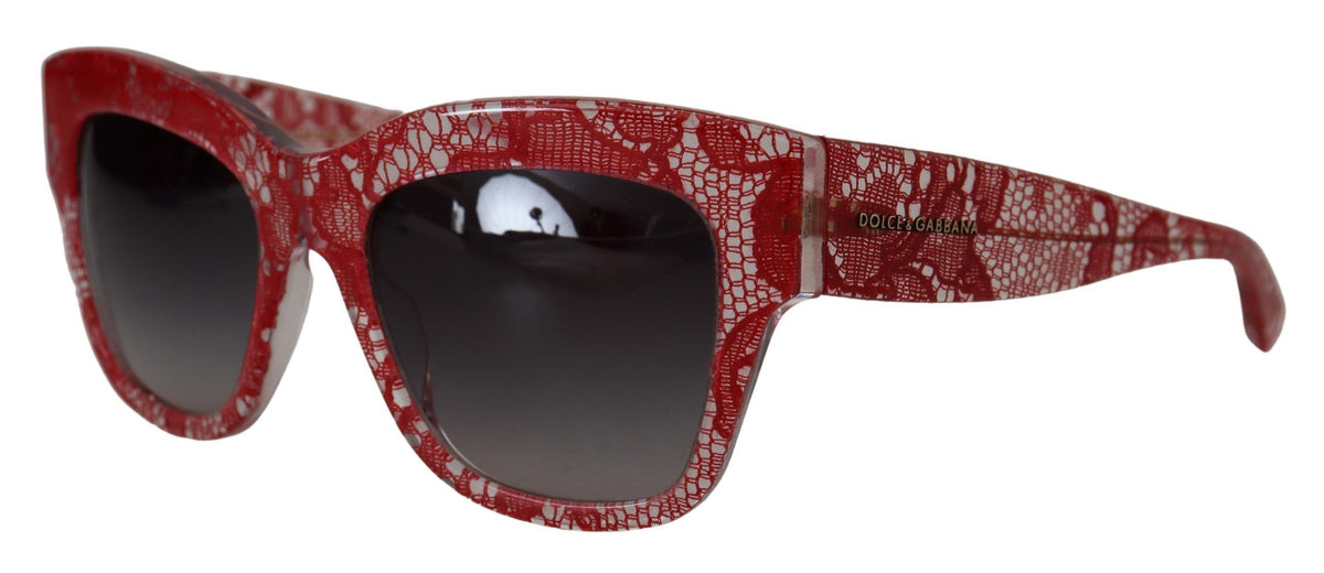 DOLCE & GABBANA, Lunettes de Soleil en Dentelle Sicilienne Rouge