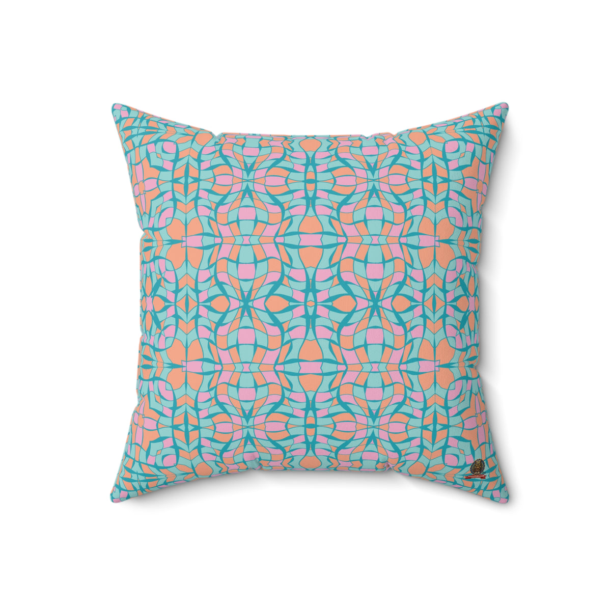 Geometric Abstract: Coral Turquoise Deco