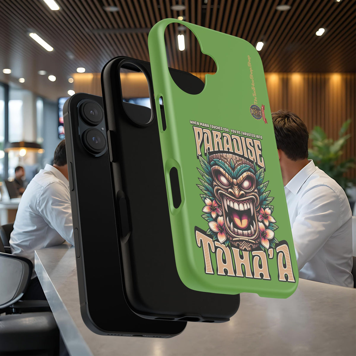 Tahaa – Coque Antichoc Premium « Tiki Féroce » | Design Tribal & Protection Maximale