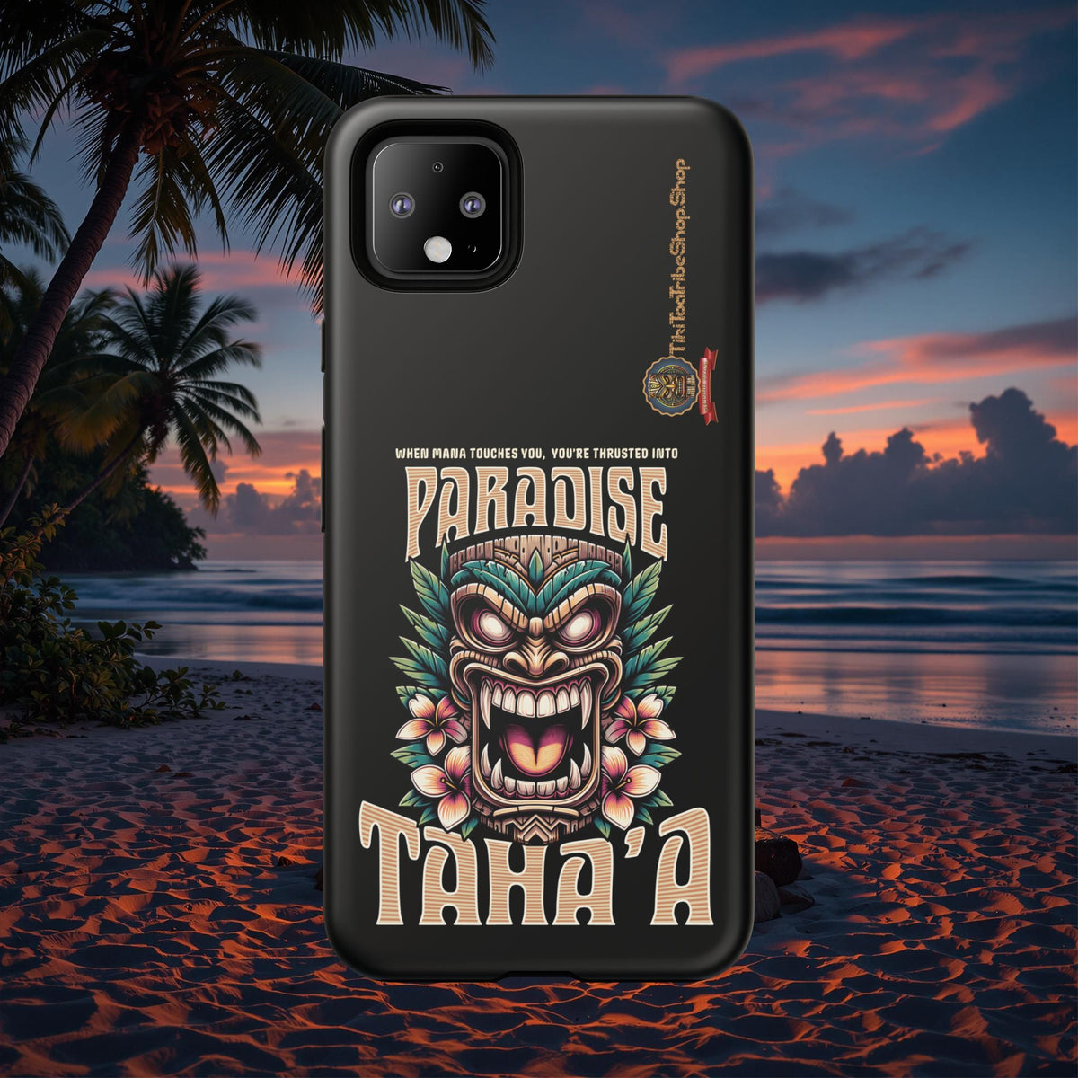 Tahaa – Coque Antichoc Premium « Tiki Féroce » | Design Tribal & Protection Maximale