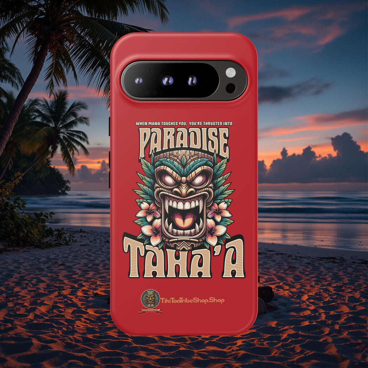 Tahaa – Coque Antichoc Premium « Tiki Féroce » | Design Tribal & Protection Maximale