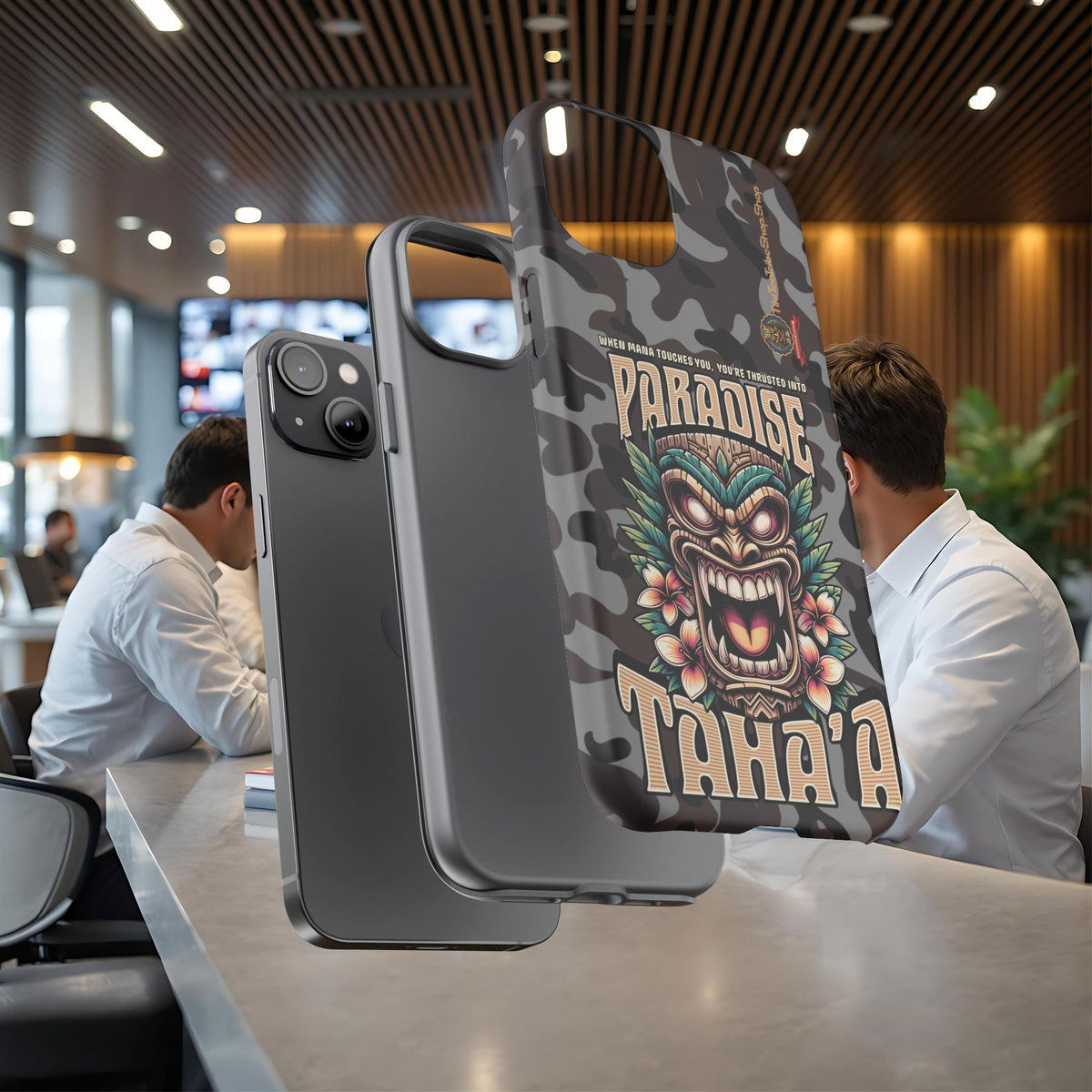 Tahaa – Coque Antichoc Premium « Tiki Féroce » | Design Tribal & Protection Maximale