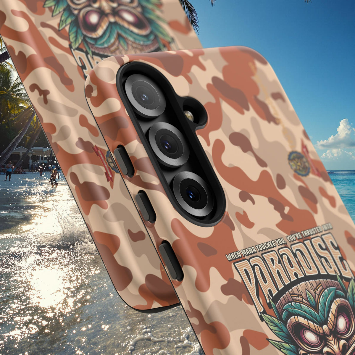 Tahaa – Coque Antichoc Premium « Tiki Féroce » | Design Tribal & Protection Maximale