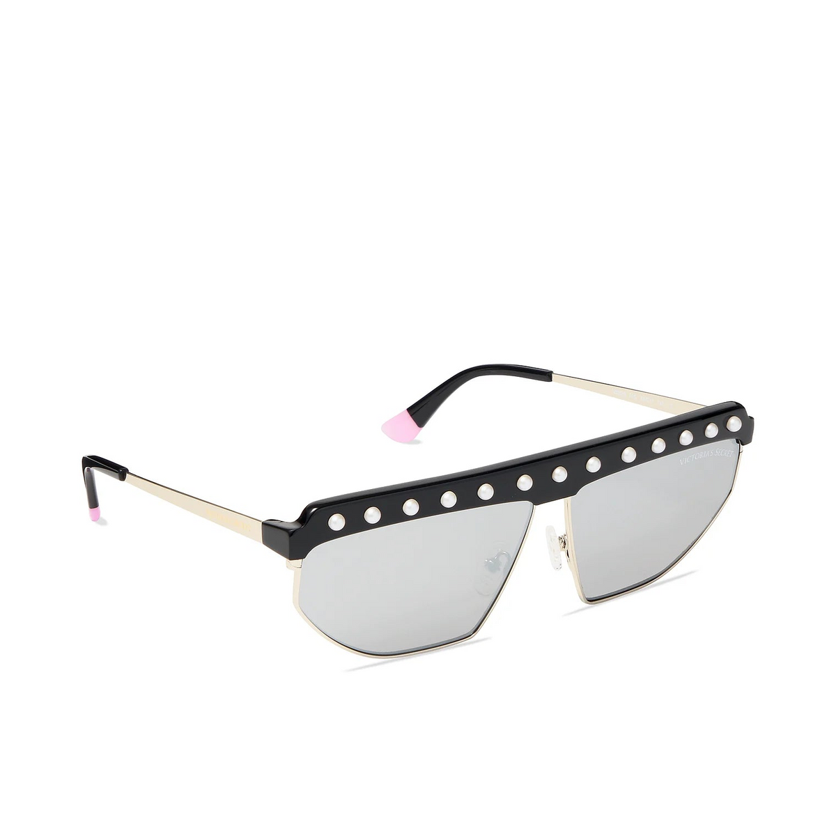 VICTORIA'S SECRET : Lunettes de Soleil Métal Noir Femme - Verres Miroir Gris - Protection UV 100%