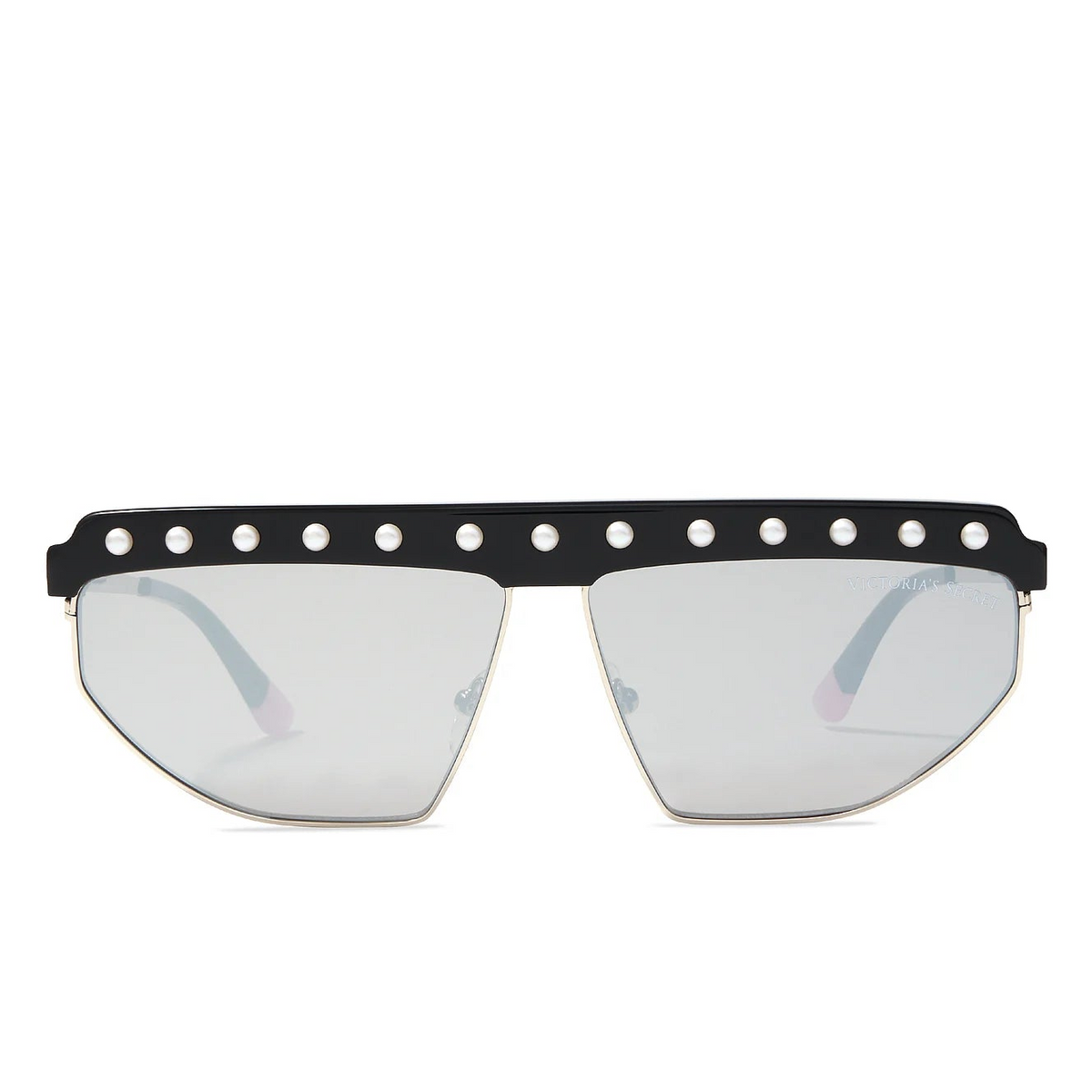 VICTORIA'S SECRET : Lunettes de Soleil Métal Noir Femme - Verres Miroir Gris - Protection UV 100%