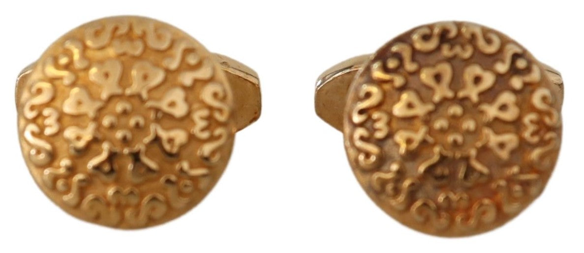 Boutons de Manchette Dolce & Gabbana "Laiton Plaqué Or & Design Rond"