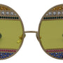 DOLCE & GABBANA : Lunettes de Soleil Femme Ovales Or Cristal DG2209B - Verres Jaunes et Protection UV Totale