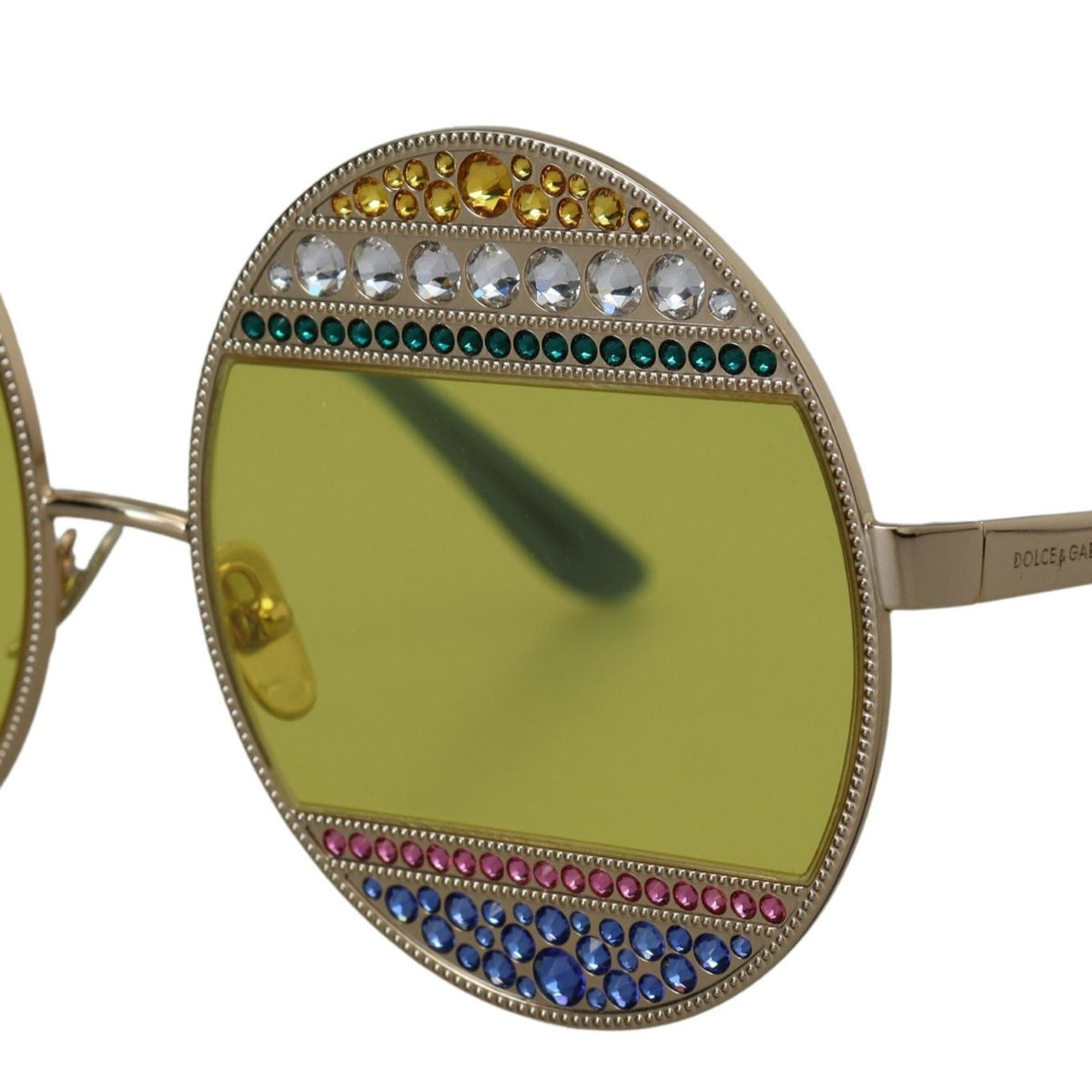 DOLCE & GABBANA : Lunettes de Soleil Femme Ovales Or Cristal DG2209B - Verres Jaunes et Protection UV Totale