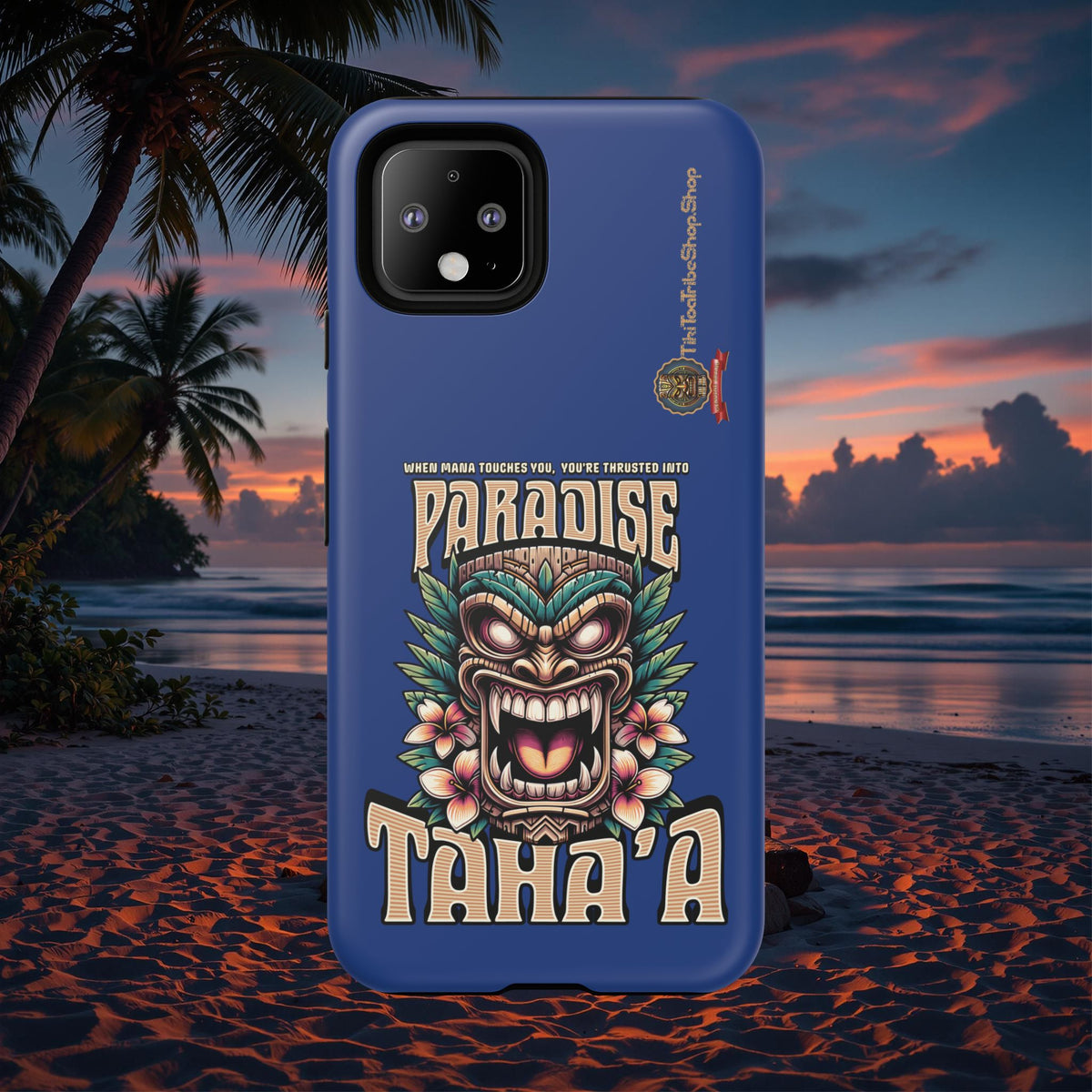 Tahaa – Coque Antichoc Premium « Tiki Féroce » | Design Tribal & Protection Maximale