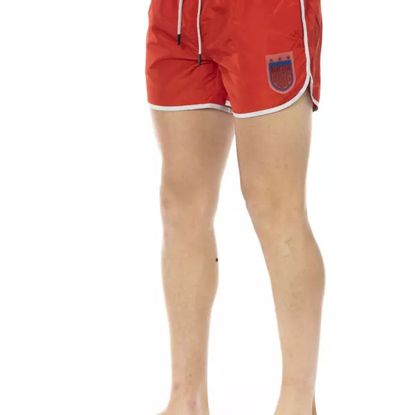 BIKKEMBERGS Short de Bain Homme Rouge - "Runner Sportif"
