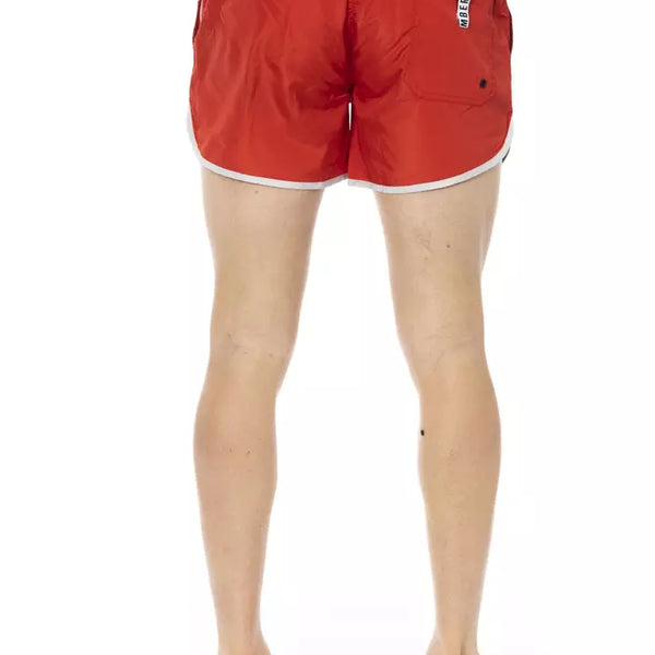 BIKKEMBERGS Short de Bain Homme Rouge - "Runner Sportif"