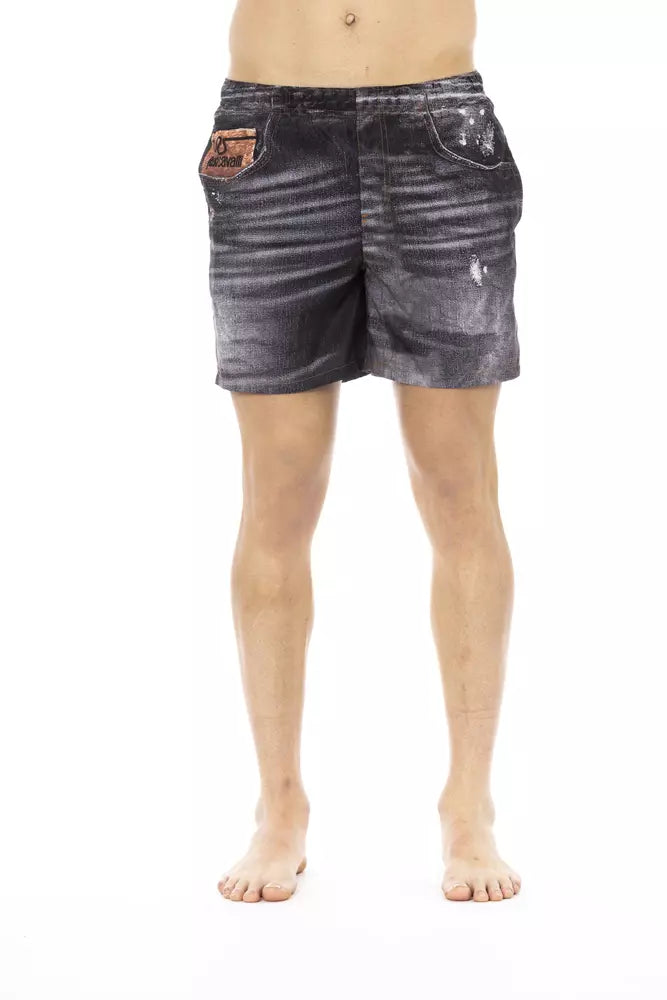 Just Cavalli Black Polyester Men Swimwear