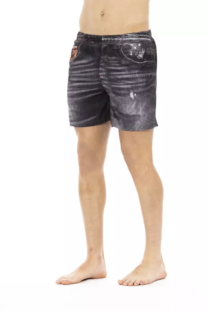 Just Cavalli Black Polyester Men Swimwear