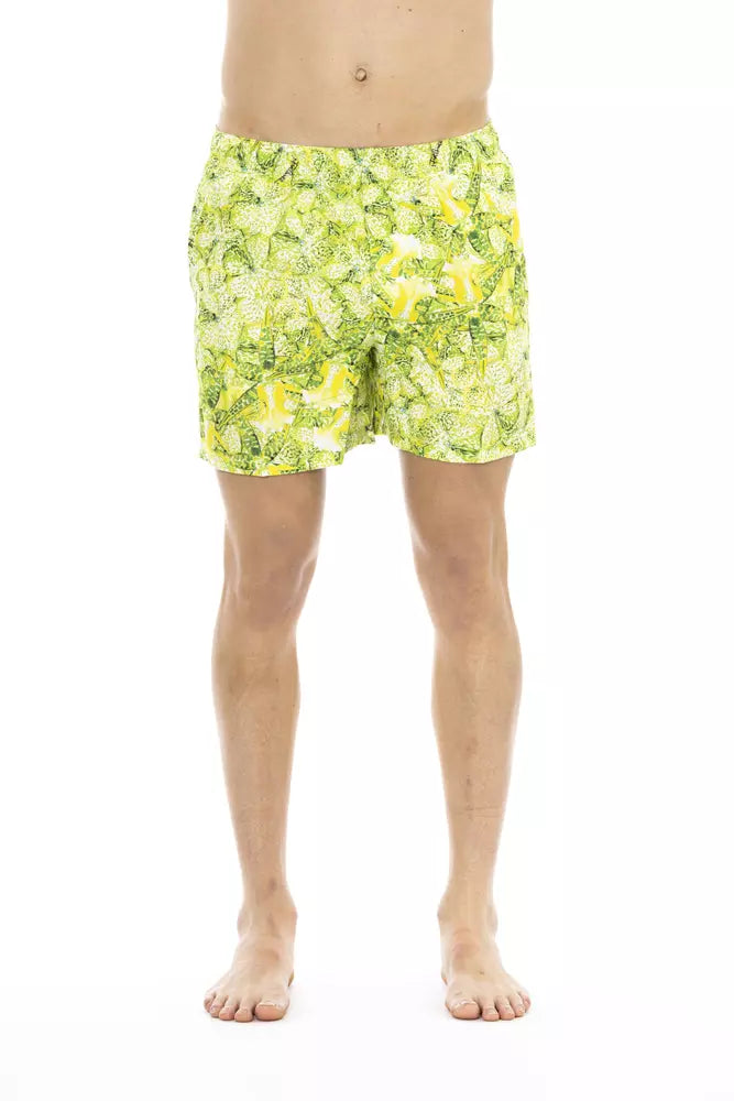 Just Cavalli Green Polyester Men Swimwear Shorts