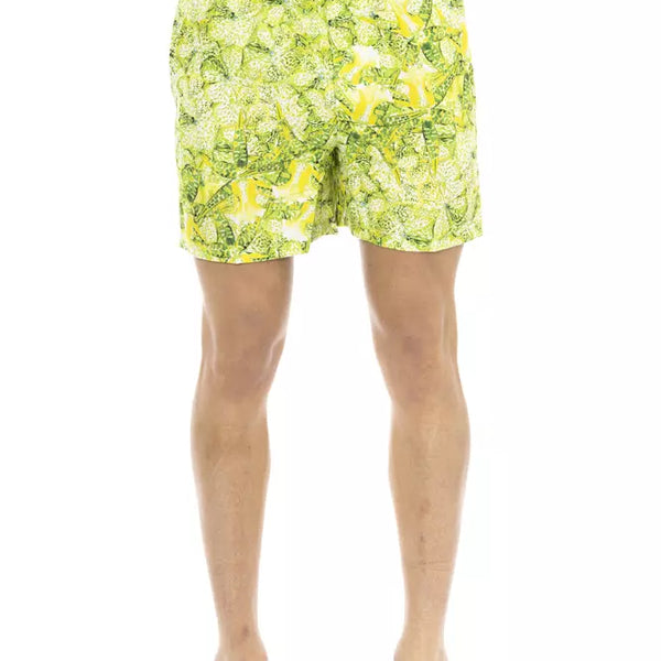 Just Cavalli Green Polyester Men Swimwear Shorts