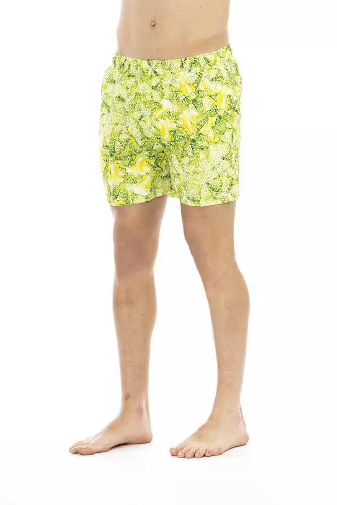 Just Cavalli Green Polyester Men Swimwear Shorts