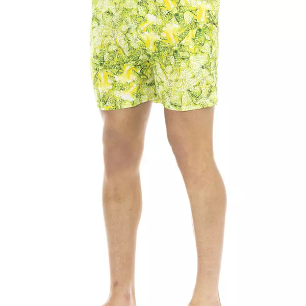 Just Cavalli Green Polyester Men Swimwear Shorts