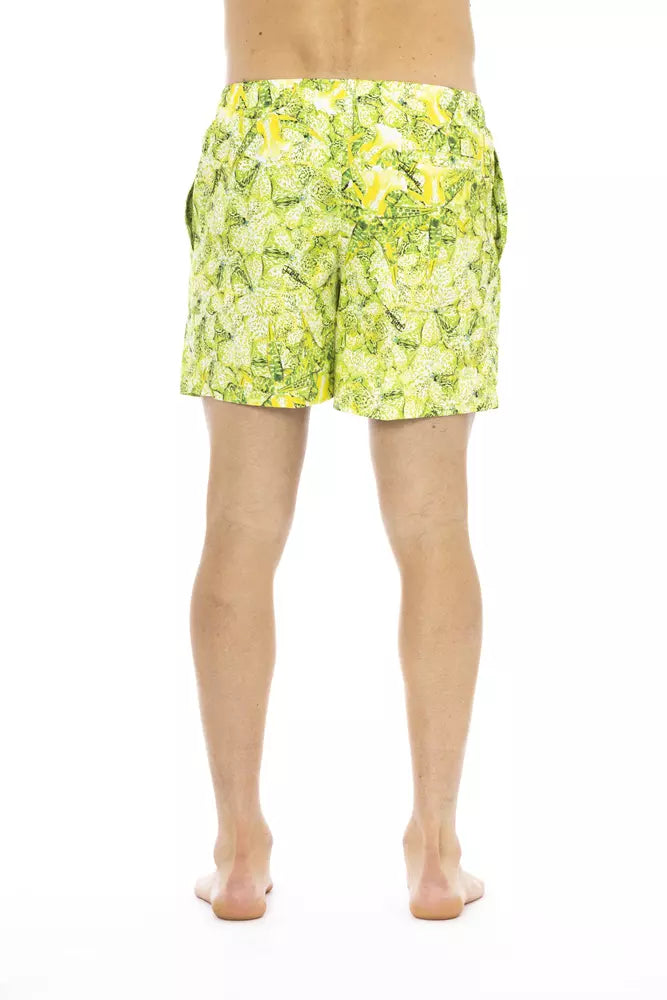 Just Cavalli Green Polyester Men Swimwear Shorts