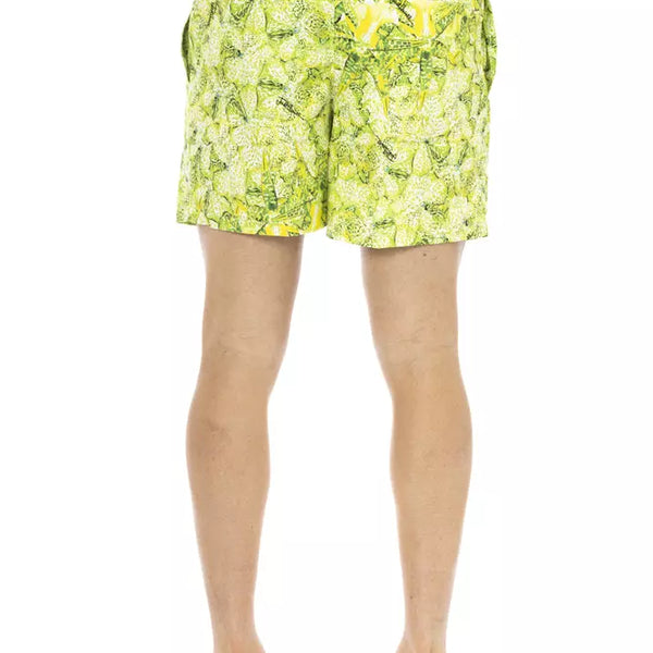 Just Cavalli Green Polyester Men Swimwear Shorts