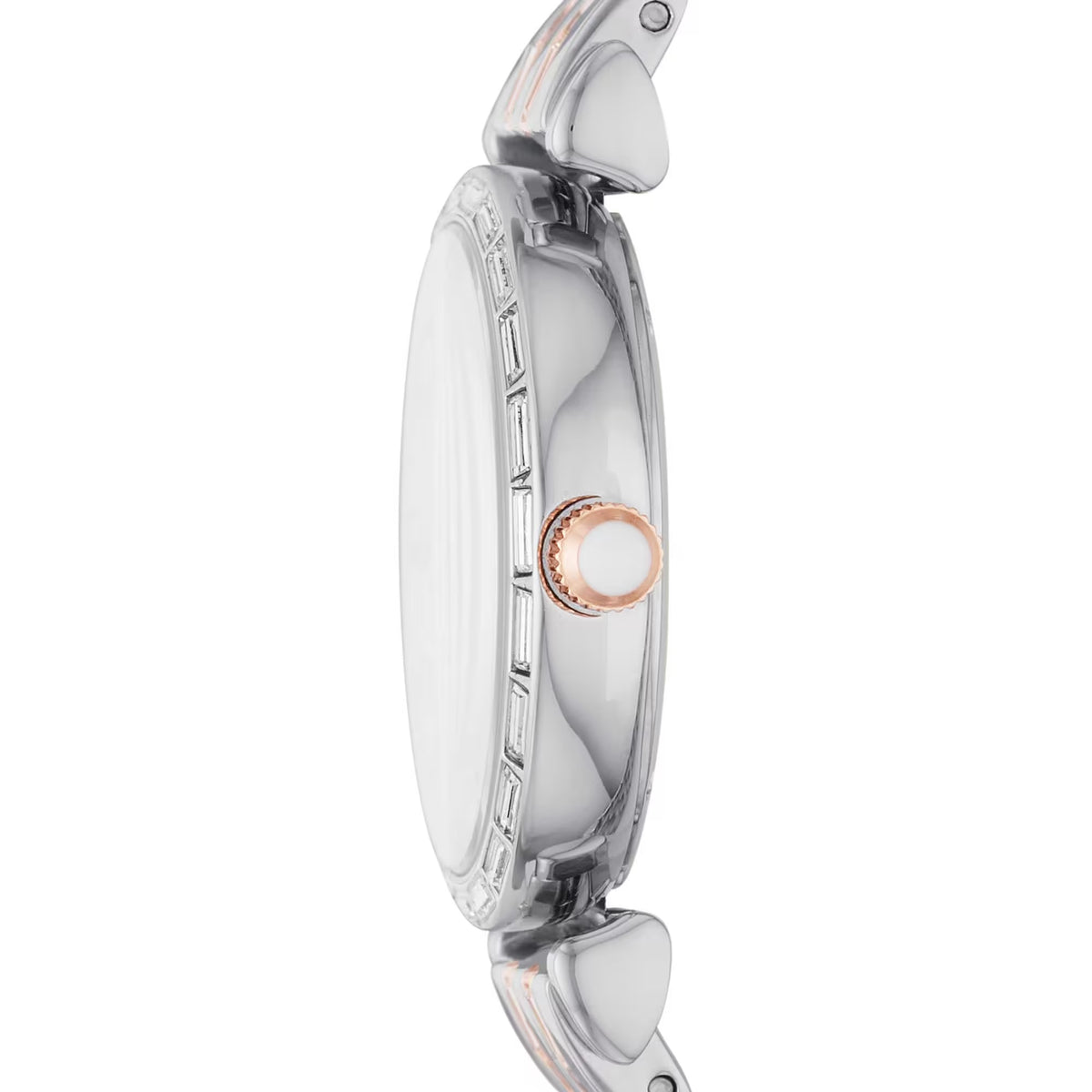 ARMANI Women's Gianni T-Bar Emporio Armani Watch in Silver Steel and Crystals - Sparkling Elegance