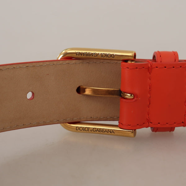 DOLCE &amp; GABBANA Orange Leather Belt with Earphone Cases Mini-Bag Devotion.