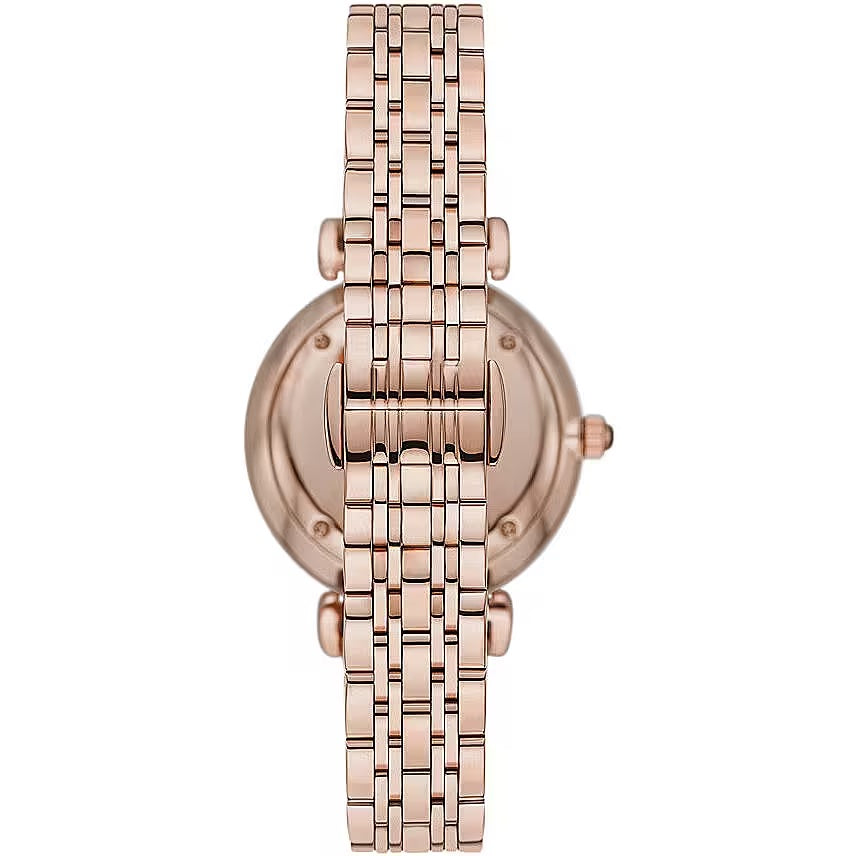 ARMANI "Gianni T-Bar" Emporio Armani Rose Gold &amp; Brown Glitter Dial Watch - Feminine Refinement